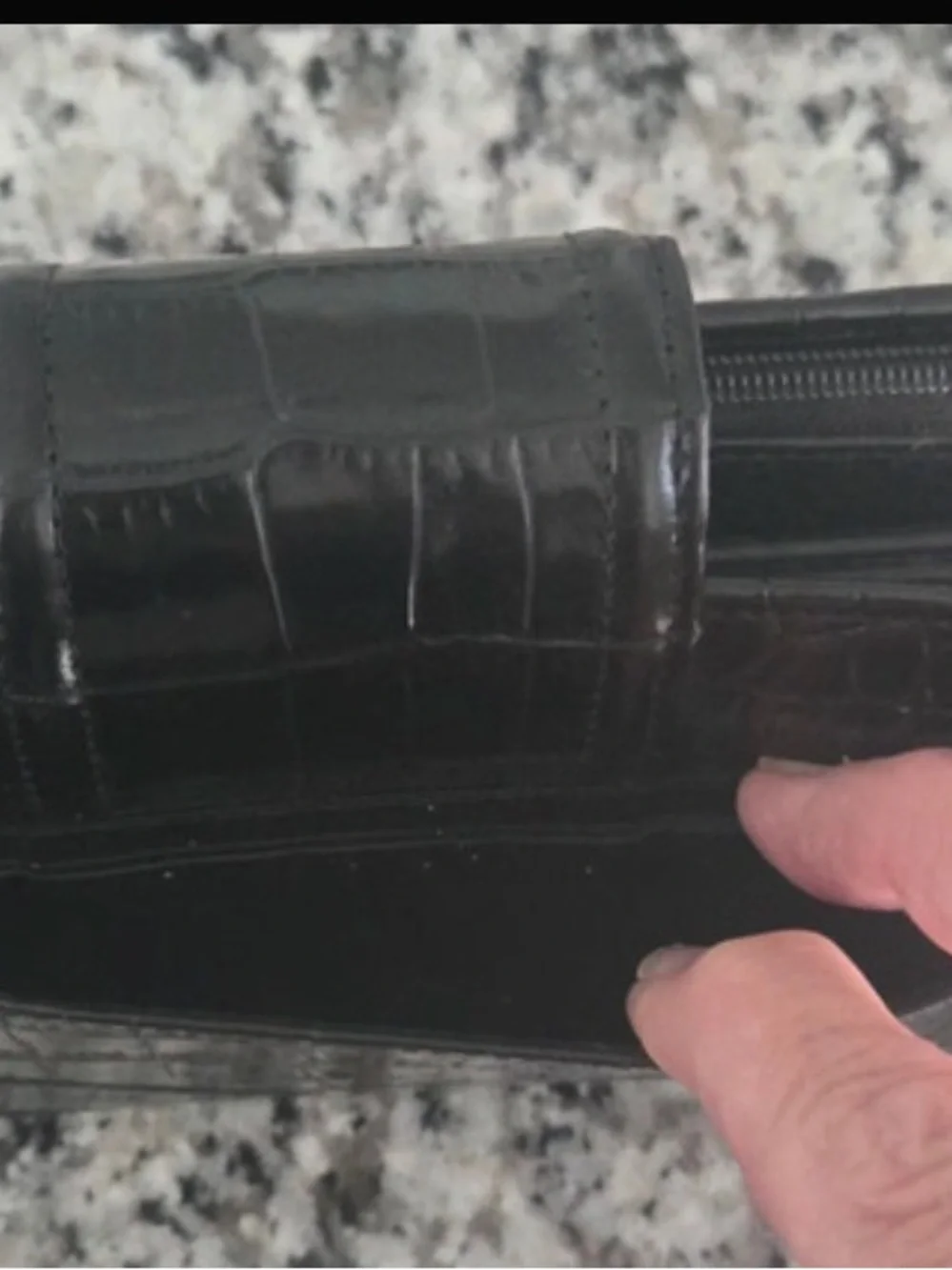 Brighton Black Croc-Embossed Wristlet Wallet with Heart Accent